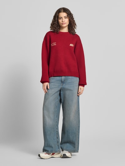 ANOTHER COTTON LAB Relaxed Fit Pullover mit Logo-Stitching Bordeaux Melange 1
