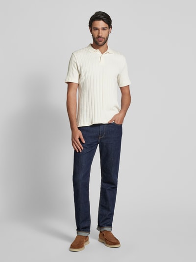 Marc O'Polo Regular Fit Poloshirt aus Baumwoll-Mix-Jersey mit breiter Rippstruktur Offwhite 1