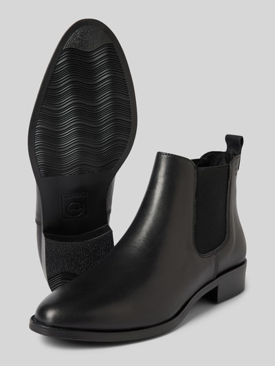 Tamaris Chelsea boots van leer met label in reliëf Zwart - 4