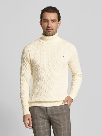 Gant Gebreide pullover met ribboorden Offwhite - 4
