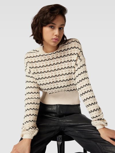 Only Cropped Strickpullover mit Rundhalsausschnitt Modell 'LASA' Offwhite 3