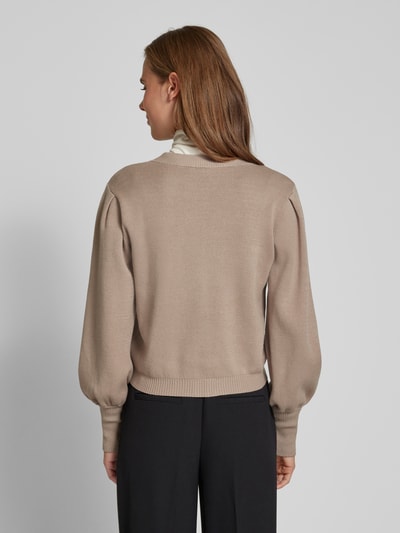 YAS Cardigan met ballonmouwen, model 'FONNY' Taupe - 5