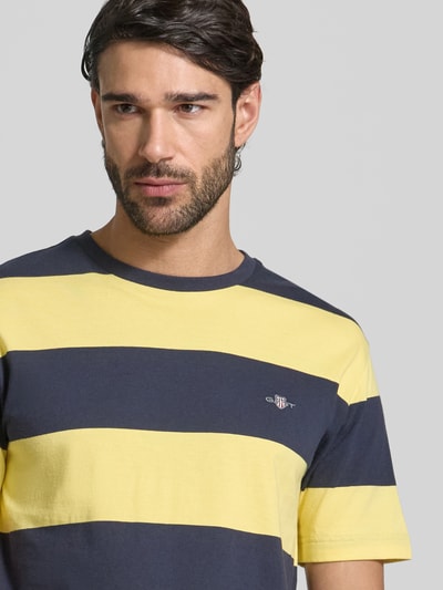 GANT Regular Fit T-Shirt mit Logo-Print Modell 'BAR' Hellgelb 3