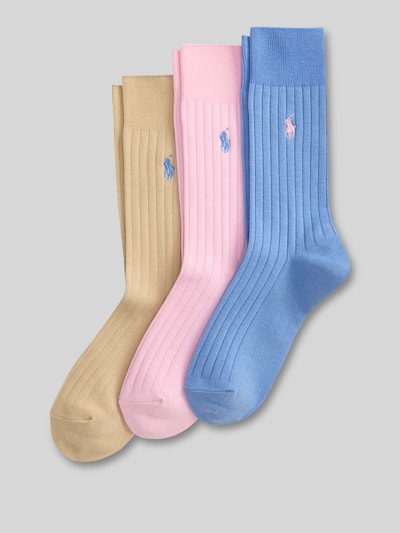 Productfoto, Socken aus Baumwoll-Mix im 3er-Pack von Polo Ralph Lauren Underwear voor heren, look: effen, applicatie: gestikt logo, boord: geribd, multiverpakking: set van 3, materiaal: katoenmix