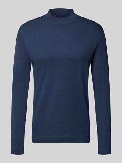 Produktfoto, Regular Fit Longsleeve aus reiner Baumwolle mit Stehkragen von Christian Berg Men, dunkelblau, elastische Abschlüsse, krój regular fit, Szerokość w rozmiarze M: 65 cm