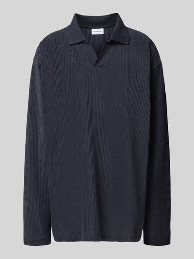 Lindbergh Oversized Poloshirt mit Strukturmuster Dunkelblau 2