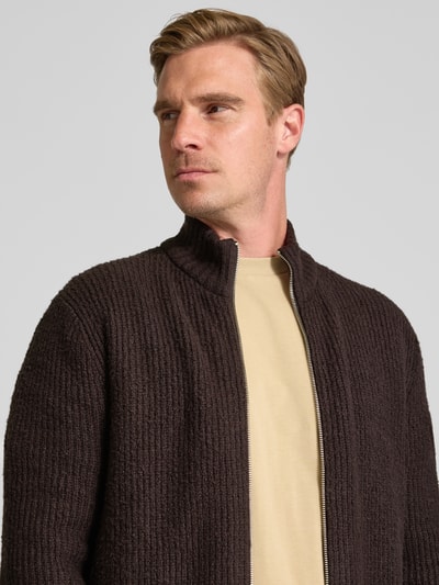 JAKE*S STUDIO MEN Gebreid vest met opstaande kraag Donkerbruin - 3