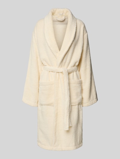 Christian Berg Woman Bademantel mit Bindegürtel und aufgesetzten Taschen Offwhite 1