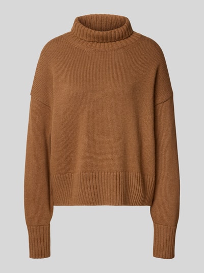 Lanius Oversized gebreide pullover van een mix van scheerwol en katoen Cognac - 2