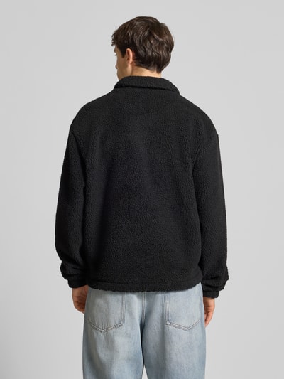 KARL KANI Fleecepullover met platte kraag en knoopsluiting Zwart - 5