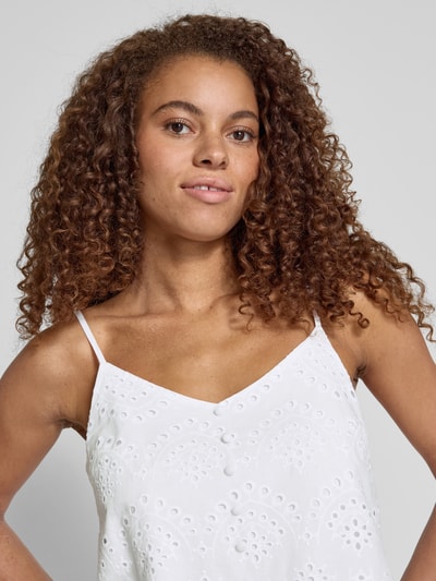 Pieces Relaxed Fit Blusentop aus reiner Baumwolle Modell 'VILDE' Weiss 3