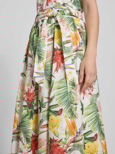 More & More Midirock mit Bindegürtel und elastischem Bund Gruen 3