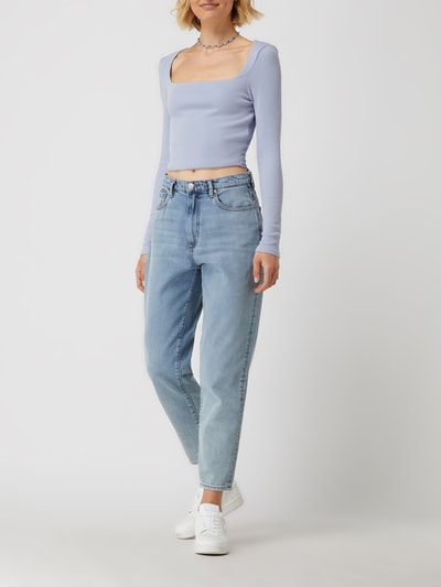 Only Cropped Shirt mit Karree-Ausschnitt Modell 'Loda' Hellblau 1