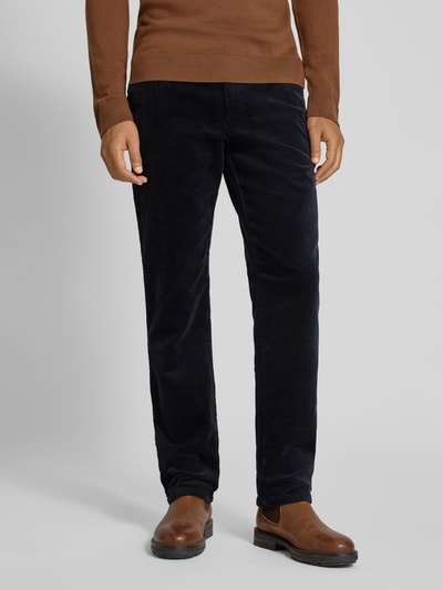 Christian Berg Men Straight fit corduroy broek met Franse steekzakken Marineblauw - 4