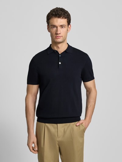 Profuomo Slim Fit Poloshirt aus Lyocell-Mix mit Seiden-Anteil Marine 4