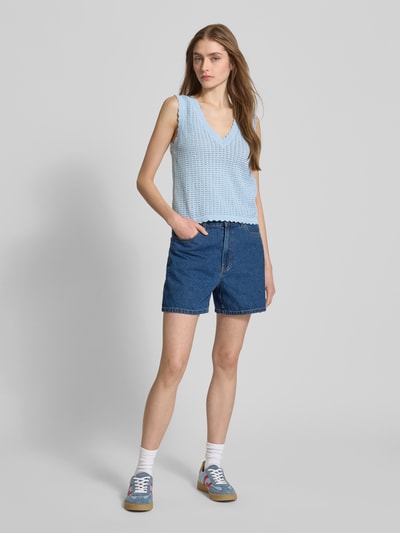 PIECES Szorty jeansowe o kroju regular fit z mieszanki bawełny model ‘ABBI’ Jeansowy niebieski 1