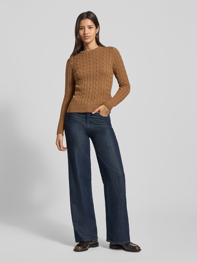 Jake*s Casual Bluzka z długim rękawem o kroju slim fit z imitacji dzianiny Średniobrązowy 1