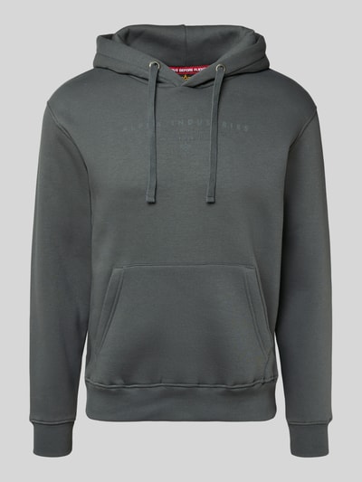 Alpha Industries Hoodie mit Label-Print und Känguru-Tasche Dunkelgrau 2