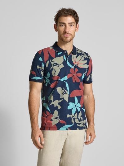 Lerros Regular fit poloshirt met geribde mouwboordjes Donkerblauw - 4