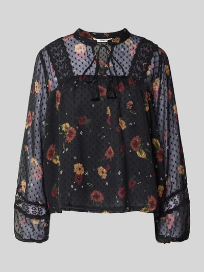 Only Regular fit blouse met mandarijnkraag, model 'TESSA' Zwart - 2