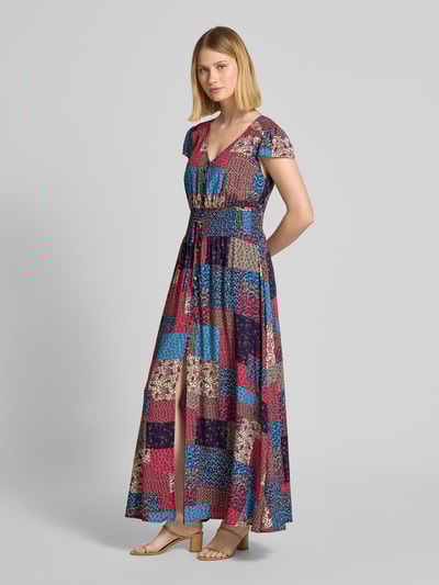 Apricot Maxikleid aus Viskose mit V-Ausschnitt Pink 4