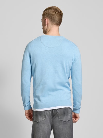 Tom Tailor Regular Fit Strickpullover aus reiner Baumwolle Hellblau 5