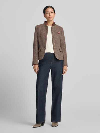 White Label Slim Fit Blazer aus Lanawoll-Mix Dunkelbraun 1