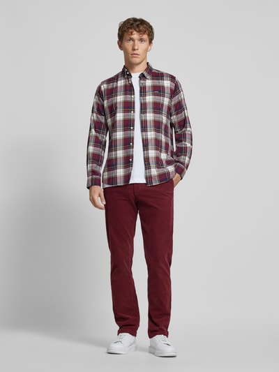 Tommy Hilfiger Regular fit corduroy broek met riemlussen, model 'DENTON' Bordeaux - 1