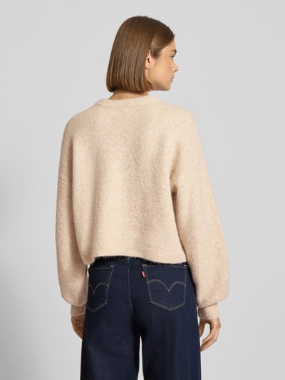 Noisy May Strickpullover mit Stitchings und Rundhalsausschnitt Ecru 5