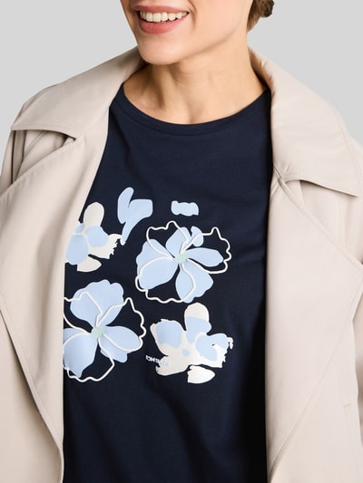 Tom Tailor Regular Fit T-Shirt aus reiner Baumwolle mit Motiv-Print Dunkelblau 3