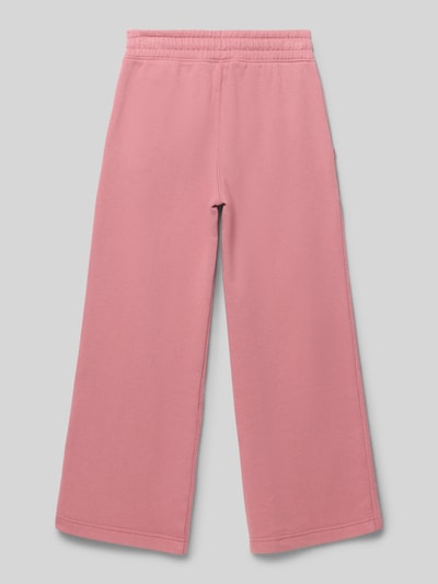 Productfoto, Wide Fit Sweatpants uit katoenmix model 'ESSENTIAL' van Abercrombie&Fitch in roze met elastische band, tunnelkoord, zijzakken, geborduurd label, binnenbeenlengte maat 134: 60 cm