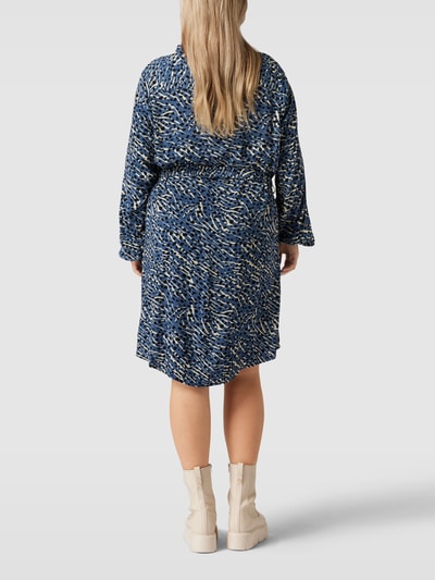 ONLY CARMAKOMA PLUS SIZE blousejurk met all-over motief, model 'CARLOLLILISE' Marineblauw - 5