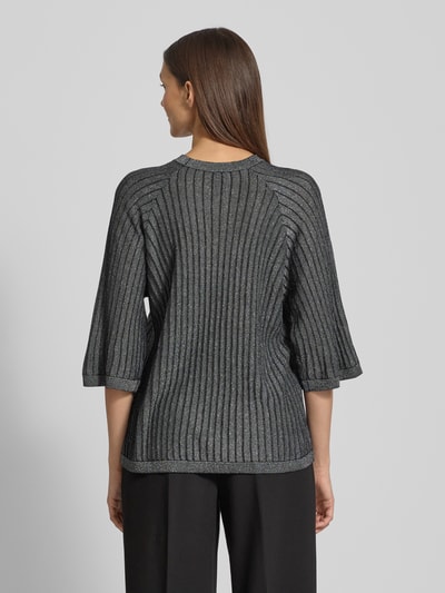 Soyaconcept Sweter z dzianiny z prążkowanymi wykończeniami model ‘VIOLETTA’ Metaliczny czarny 5