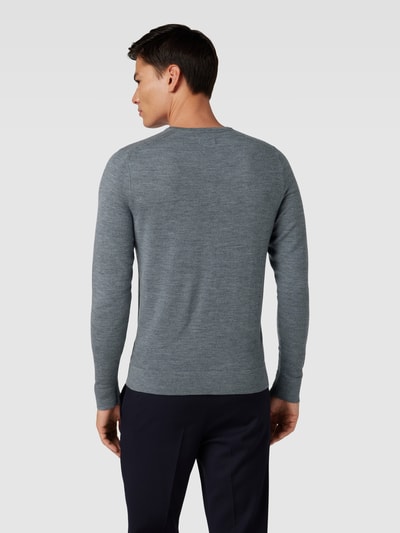 CK Calvin Klein Sweter z dzianiny z prążkowanymi wykończeniami Granatowy 5