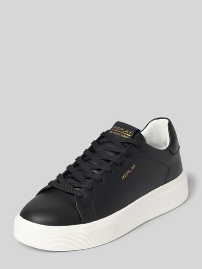 Produktfoto, Sneaker mit Logo-Details Modell 'NOTTING' von Replay in Schwarz mit strukturierter weißer Sohle, abgerundete Form, Schnürverschluss