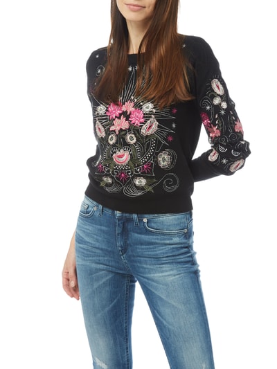 Review Pullover mit floralen Stickereien Black 4