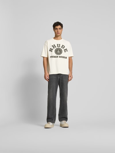 RHUDE Oversized T-Shirt mit Rundhalsausschnitt Offwhite 1