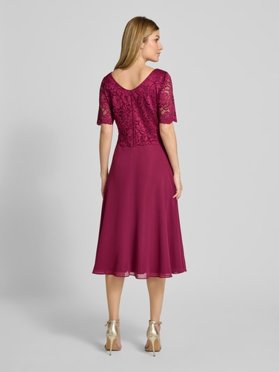 Vera Mont Sukienka koktajlowa o długości do kolan z koronką Bordowy 5
