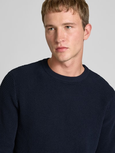 REVIEW Gebreide pullover met structuurmotief Marineblauw - 3