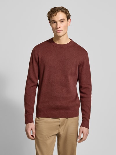 Jack & Jones Premium Gebreide pullover met ribboorden, model 'BLAMILANO' Roestrood - 4