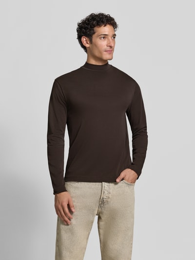 DRYKORN Shirt met lange mouwen met opstaande kraag model 'MORITZO' Donkerbruin - 4