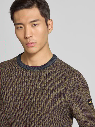 camel active Gebreide pullover met ronde hals en labeldetails Oranje - 3