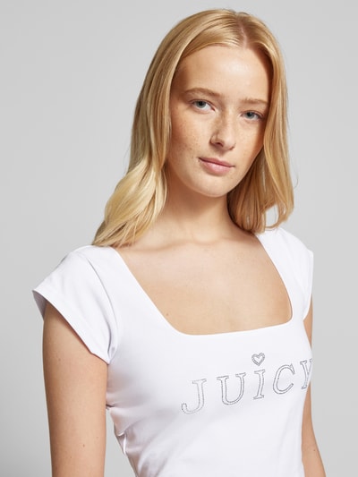 Juicy Couture Kort T-shirt met vierkante hals, model 'REGAL' Wit - 3