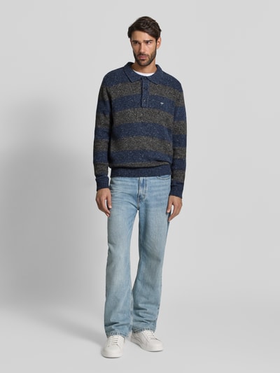 Fynch-Hatton Strickpullover mit Polokragen Marine 1
