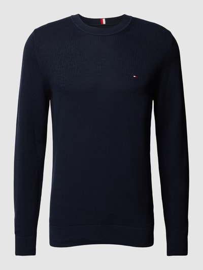 Tommy Hilfiger Strickpullover mit Label-Stitching Modell 'CHAIN' Marine 2