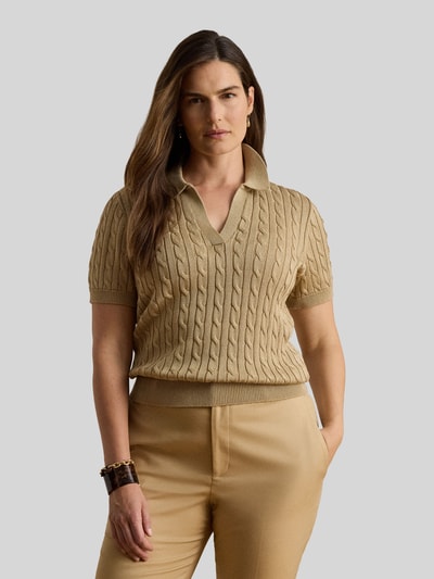 Lauren Ralph Lauren Koszulka polo o kroju regular fit z tkanego materiału – mieszanka bawełny Camel 6