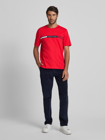 Tommy Hilfiger Regular fit T-shirt met labelstitching Rood - 1