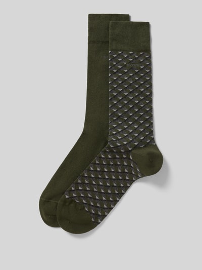 Produktfoto, Socken aus Baumwoll-Mix im 2er-Pack von BOSS für Herren, Optik:Allover-Muster, Bundabschluss:Gerippt, Multipack, grüne und graue Farbtöne