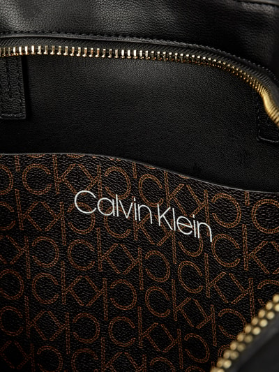 CK Calvin Klein Torba shopper ze wzorem z logo  Ciemnobrązowy 3