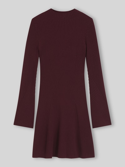 BOSS Orange Slim Fit Strickkleid aus Schurwoll-Mix mit Rippstruktur Bordeaux 2